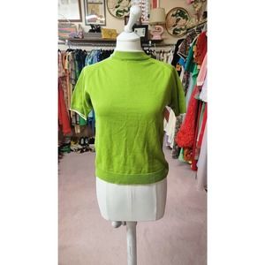 S/M vintage 1970s lime green short sleeve sweater